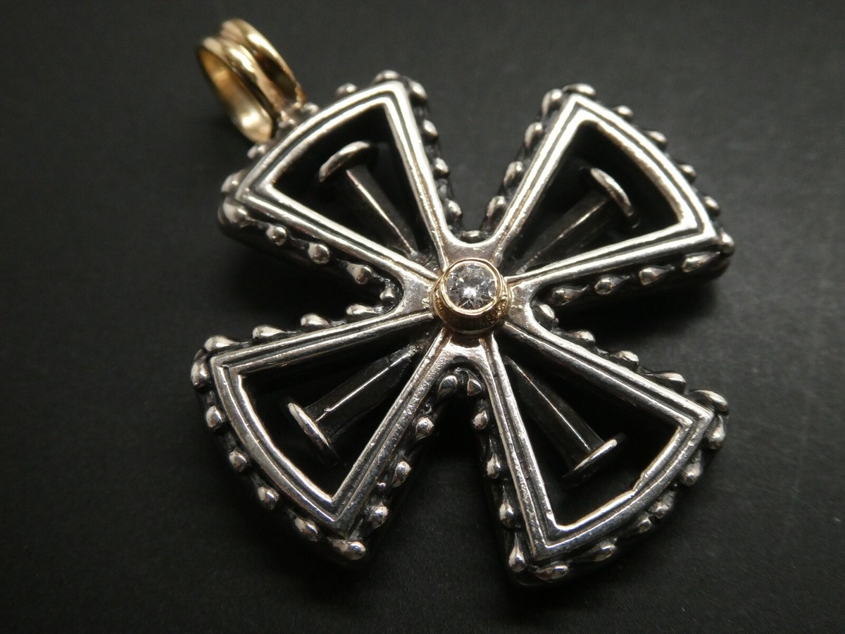 KONSTANTINO クロス ペンダント KONSTANTINO Sterling 925 & 18k Yellow Gold DIAMOND (0.060CT) CROSS