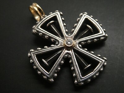 KONSTANTINO Sterling 925 & 18k Yellow Gold DIAMOND (0.060CT) CROSS