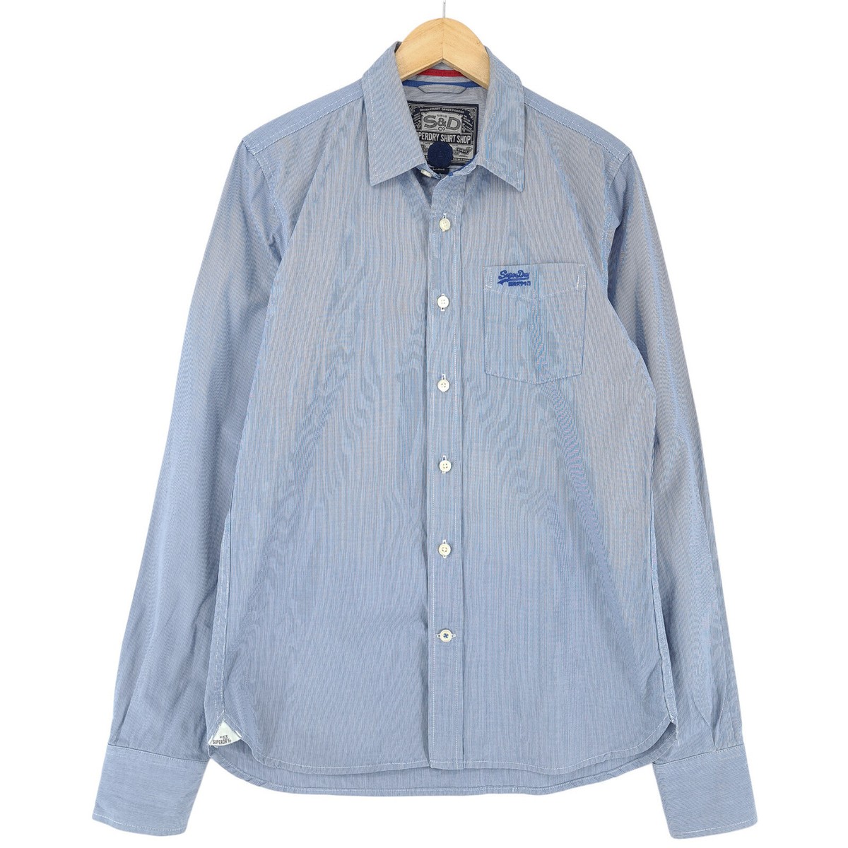 Camicia Vintage Superdry Uomo Blu Slim Fit A Quadri In Cotone Zt0