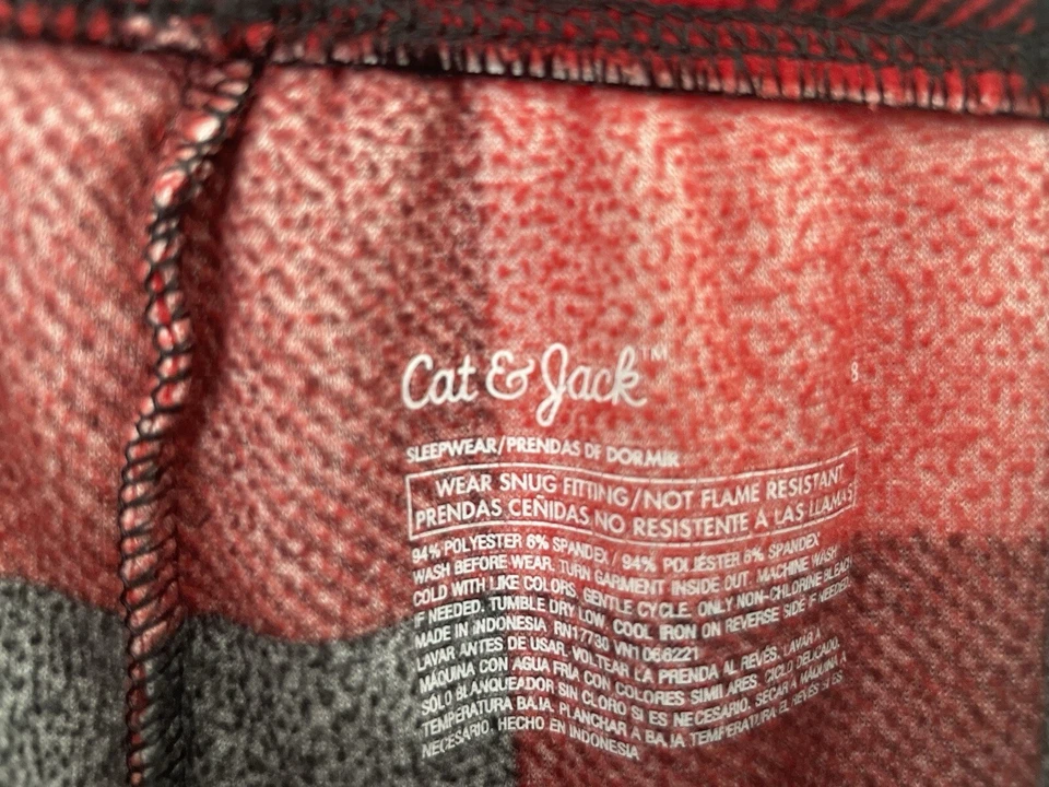 Cat & Jack Kids Girls Buffalo Plaid Super Soft Fleece Pull On PJ Pants Red Sz 8 - Image 2 of 4