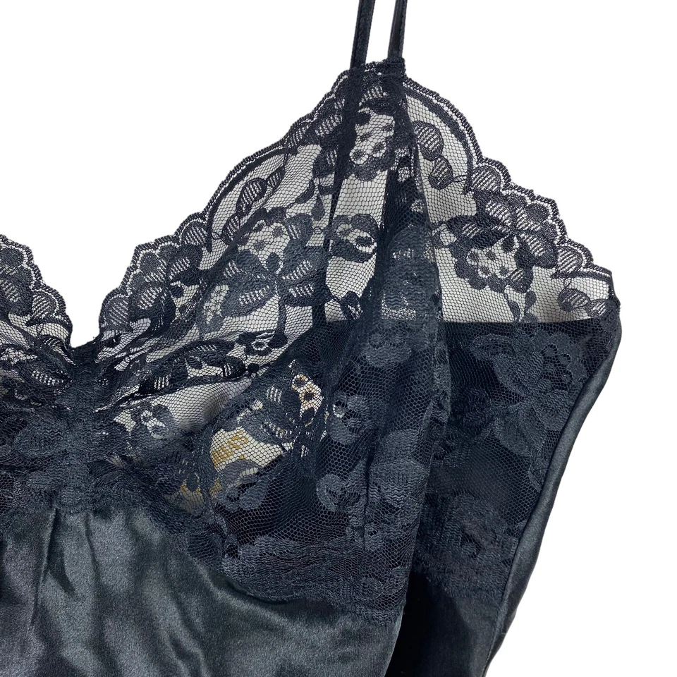 Body de peluche negro de encaje vintage Victoria’s Secret Gold Label para mujer talla M Foto 4 de 4