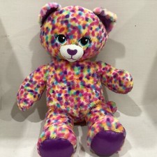 Build A Bear 2017 Rainbow Confetti Leopard Kitty Cat Plush Stuffed Animal 16"