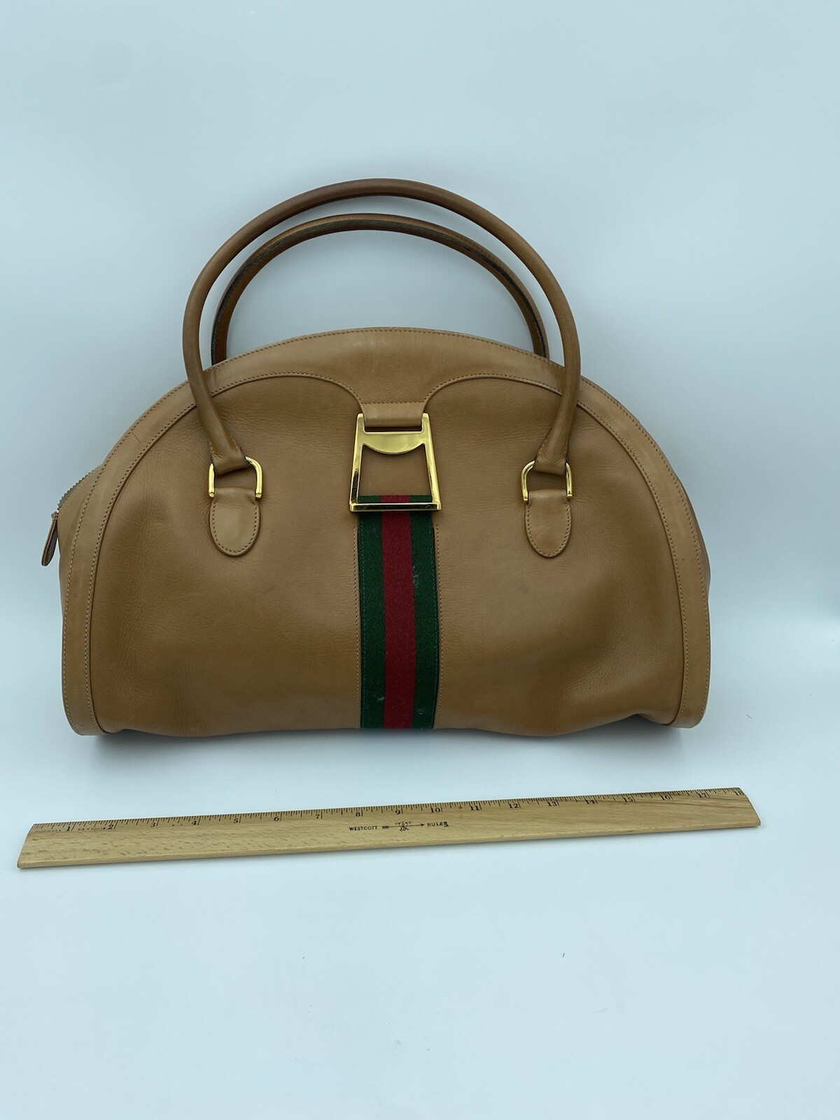 Gucci Tan Leather Handbag with Small Envelope Wallet … Gem