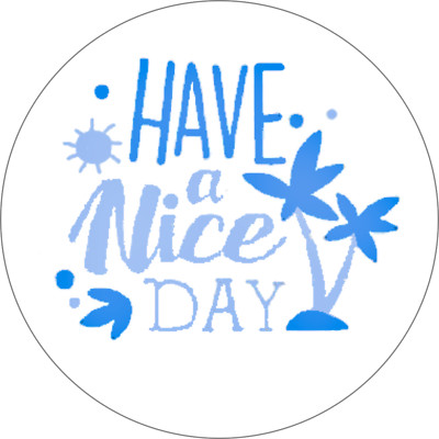 10cm Auto-Aufkleber Have A Nice Day Palme Sonne Blau Lila Rund R3005