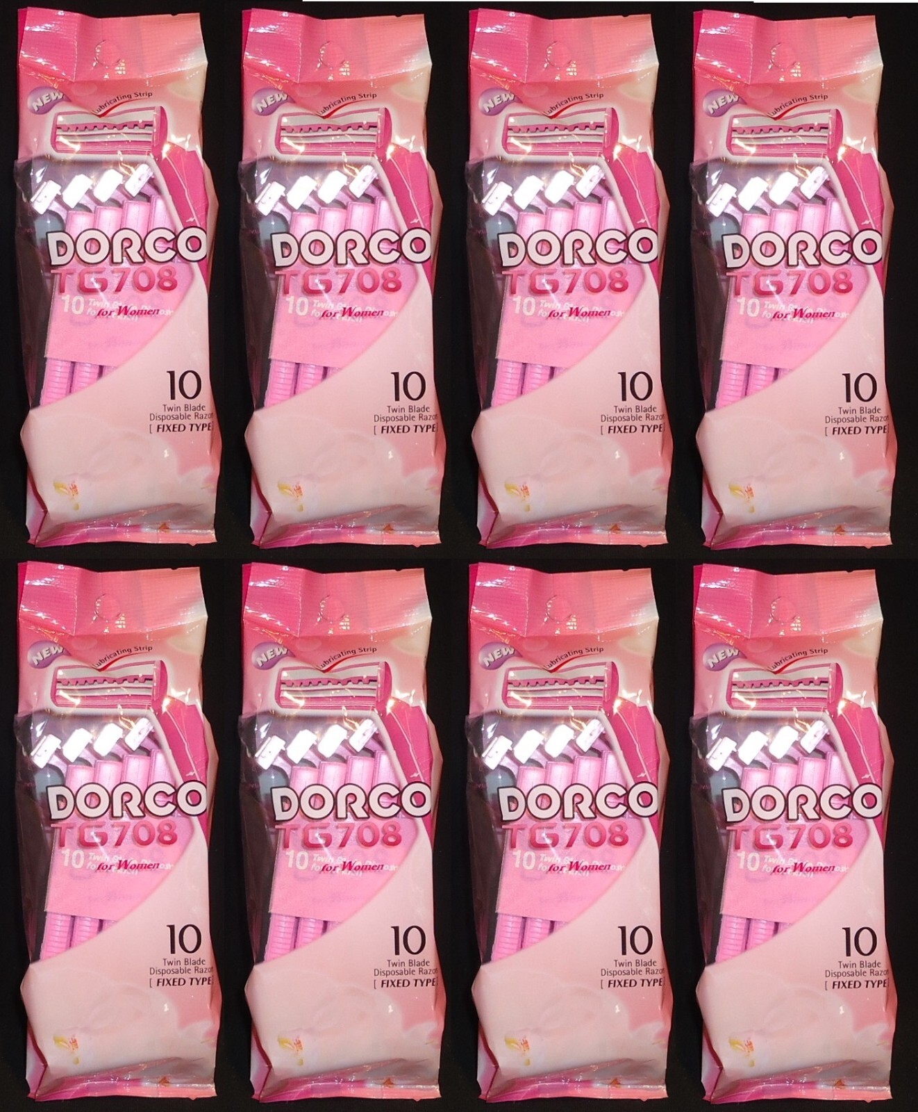 8 Pks Dorco TG708 Fixed Twin Blade Women Razor 10/Pk Total 80 Disposable Razors
