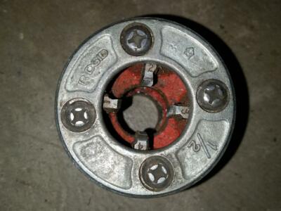 RIDGID Pipe Threader Die Head 1/2'' 1/2 0 0-R Used As Shown Made in Ireland