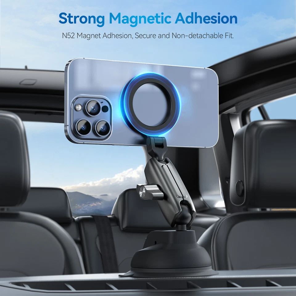 Magnetic Vacuum Suction Cup Holder Car Navigation Phone Mount Desktop Bracket - Image 4 of 4