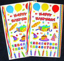 Two Sticker Sheets Mrs. Grossman 6x9" 'Happy Birthday' Vintage-Retired