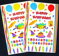 Two Sticker Sheets Mrs. Grossman 6x9" 'Happy Birthday' (Vintage-Retired)