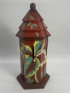Hand Painted Hanging House Gazebo Flowers Garden Butterfly House 15” Tall