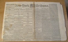 18 MAI 1865 NEW YORK TRIBUNE ~ ABE Lincoln ASSASSINAT TRIB avec SUPPLÉMENT ~ (G)