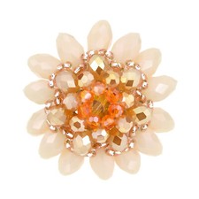 Dazzling Chrysanthemum Orange Crystal Flower Blossom Adjustable Ring