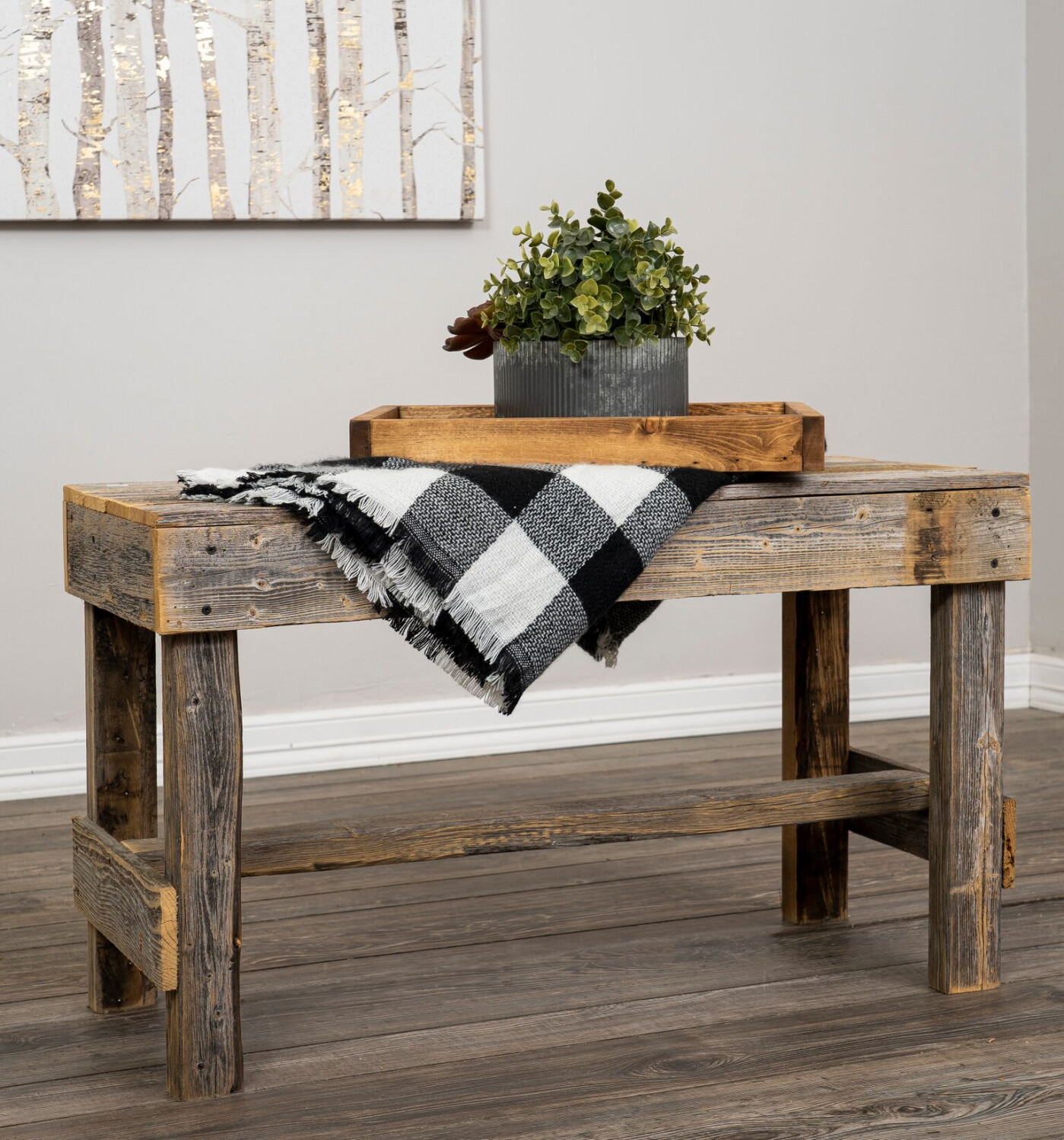 Wooden Barnwood Bench Primitive Rustic Plank Farmhouse Reclaimed Wood Brown  | eBay