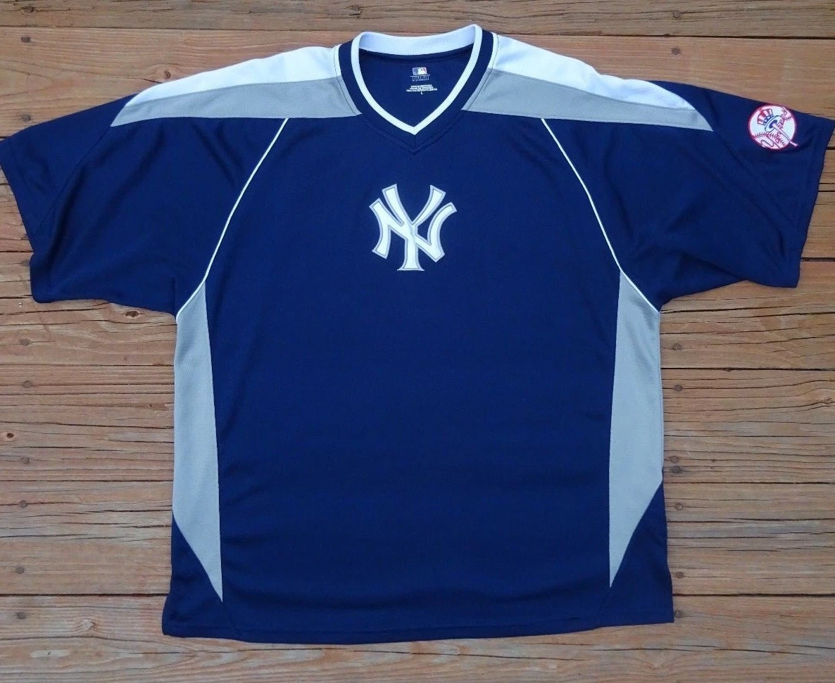 NEW YORK YANKEES Blue Gray Jersey Shirt Sewn Stitched Large Blue Gray  Imagewear