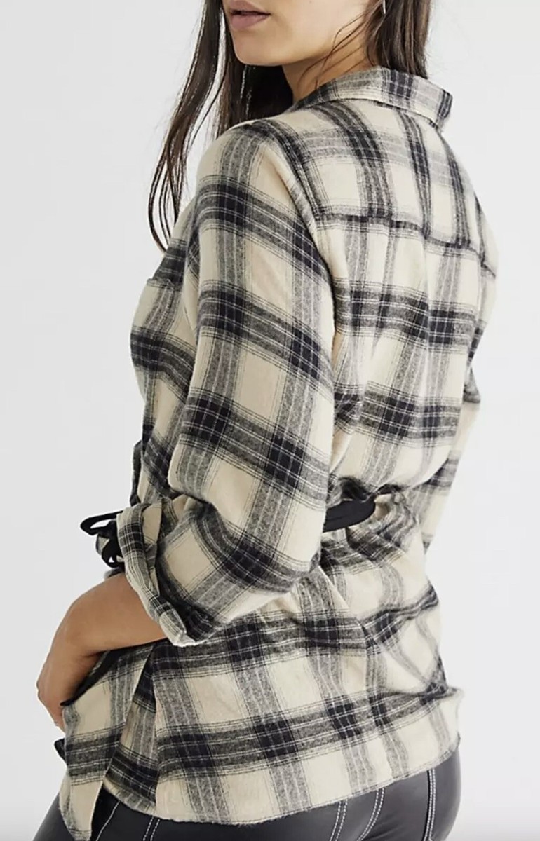 Free People x Nicholas K Roux Flannel Shirt Plaid sz Small - NWT