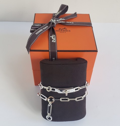 AUTHENTIC HERMES HERMÈS KELLY CHAINE BRACELET SILVER SIZE 17 - BRAND NEW