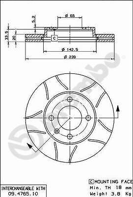 BREMBO 2 Bremsscheiben Max Line Geschlitzt 239 mm (09.4765.75) |