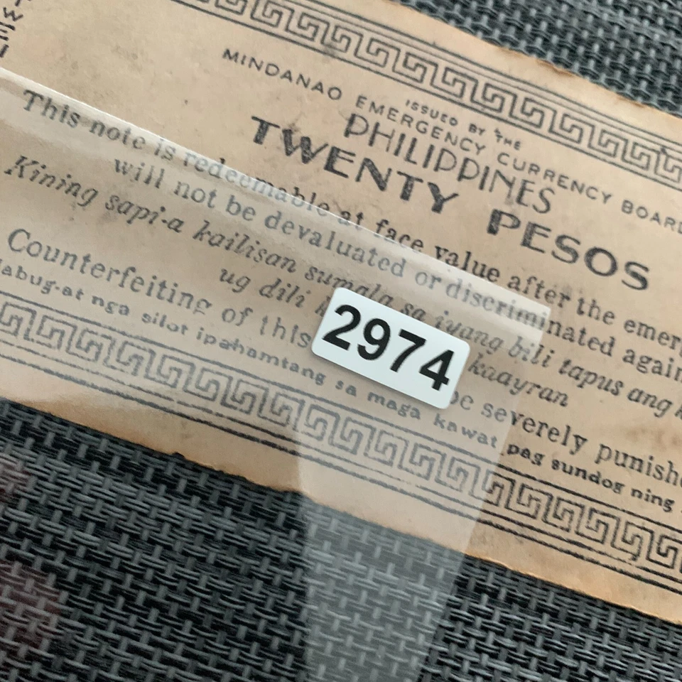 1943 Philippines Mindanao 20 Pesos WWII Emergency Banknote WW2 Currency Money - Image 3 of 3