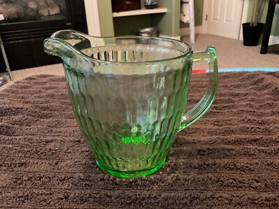 Jeanette Glass Green Depression Glass HEX OPTIC GREEN 36 Oz Pitcher