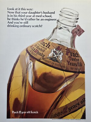 Haig & Haig Pinch 12 Year-old Scotch Whisky Mancave Bar Vintage Print Ad 1976