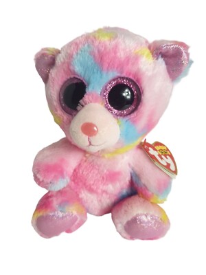 Ty Beanie Boos ''Franky'' TySilk Multicolor Plush Bear 6'' Stuffed Animal Toy