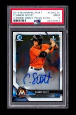 1-2018 BOWMAN CHROME DRAFT AUTO CONNOR SCOTT PIRATES CARD#CDA-CSC PSA9 957