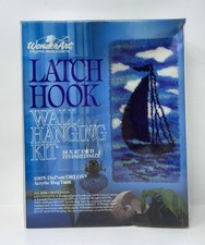 Vintage NEW 1970s WonderArt Latch Hook Wall Hanging Kit Retro Sailboat Nautical