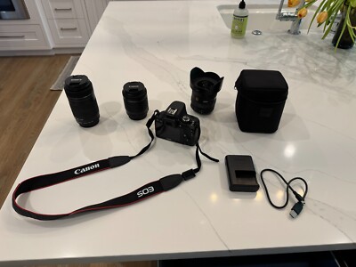 Canon EOS Rebel SL1 18.0MP Camera  with 18-55, 55-250 and 10-20mm lenses & pack