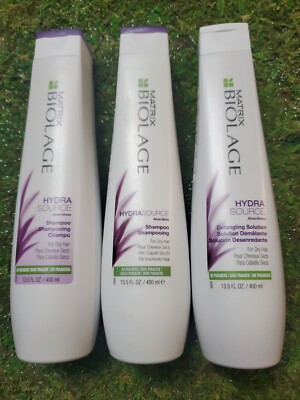 Matrix Biolage Hydrasource 2 Shampoo with Aloe Vera, 13.5 oz- Lot of 3 with Det.