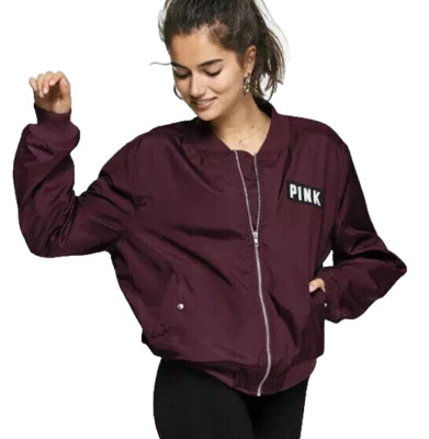 Victoria s Secret PINK Bomber Jacket Maroon Burgundy Size XSmall