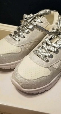 white sparkly tennis shoes