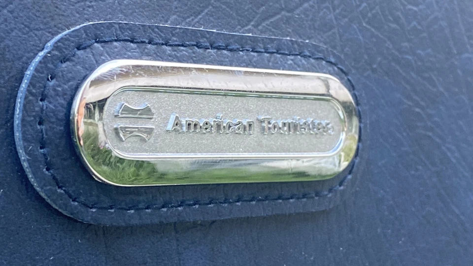 Nuevo de Lote Antiguo Equipaje American Tourister Azul Imitación Cuero Maleta ¡EXCELENTE! Foto 4 de 4