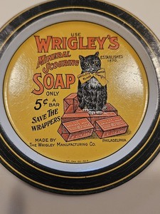 Wrigley’s Mineral Scouring Soap Vintage Tip Coin Tray Advertising Litho