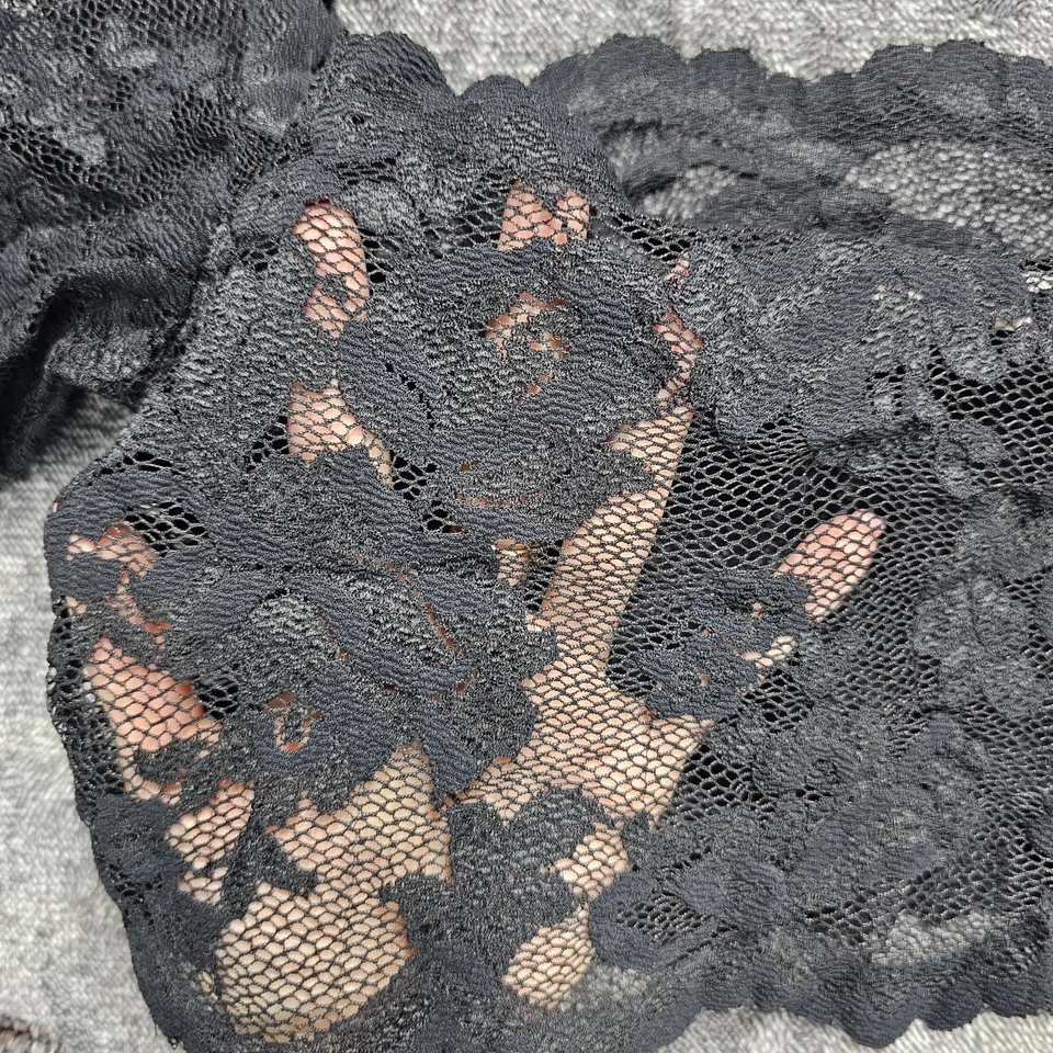 Top corto vintage Y2K Victoria's Secret con hombros descubiertos negro de encaje transparente XS hecho en EE. UU. Foto 4 de 4