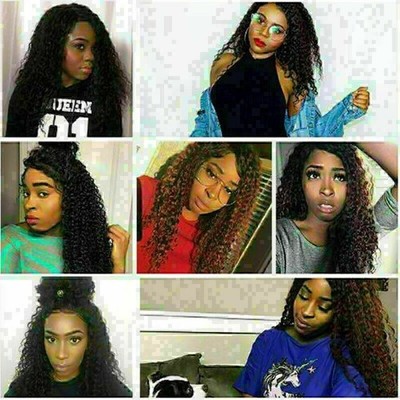 Afrikanische Synthetische Lace Front Perücke Kinky Wavy Frizzy Curly Long Black