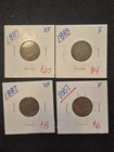 4 Beautiful High Quality 1887 And 89 Indian Head Penny Coin Set