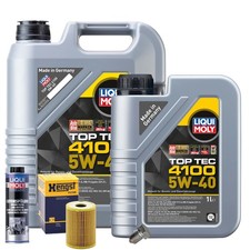 Motoröl 5W40 LIQUI MOLY Top Tec4100 6L+HENGST Ölfilter+Spülung+Ölablassschraube
