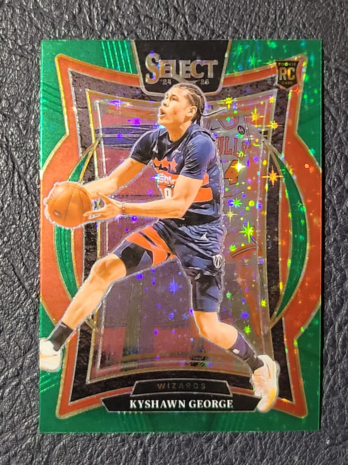 Kyshawn George 2024-25 Select Concourse 85 Green Stars Prizm Rookie Wizards RC