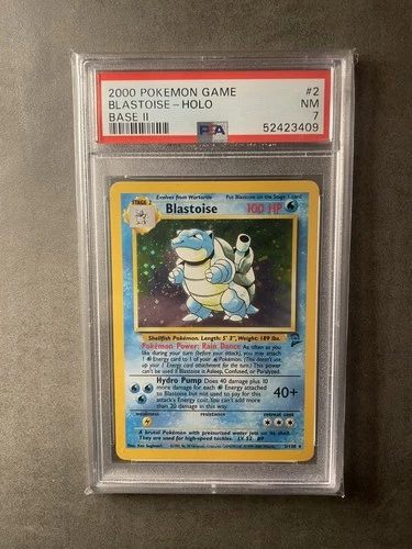 Pokemon Blastoise Base Set 2 Holo Rare #2 PSA 7 Swirl Holo