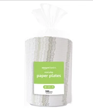 Amazon Basics Everyday Paper Plates, 8.62 Inch, Disposable, 300 Count