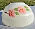 Vintage Fire King Pink Flowers on Milk White 6" Glass Mixing Bowl Made in USA