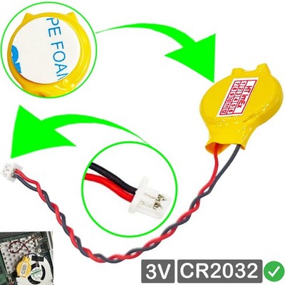 RTC CR2032 CMOS Batterie mit Stecker kabel für Dell Alienware X51 R1 0KM92T