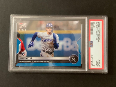 2022 Bobby Witt Jr. Topps Now #1006 Rookie Card RC Blue Foil PSA 9 #7/49 Mint