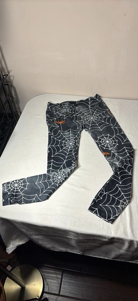 Leggings de tela de araña de Halloween, sin límites, Jr 11-13, negros, telarañas/arañas, NUEVO Foto 3 de 4