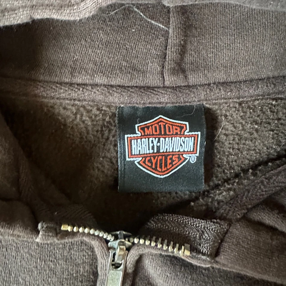 Vintage BROWN Harley-Davidson Flame Hoodie - Image 2 of 4