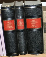 Leo Tolstoi Werke in drei Bänden Lizenzausgabe  Halbleder Krieg Frieden Anna usw