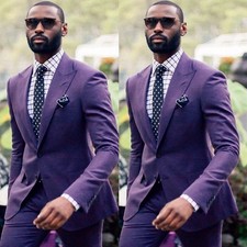 Purple Men's Suits Formal Business Wedding Groom Tuxedos Prom Casual Two Pieces