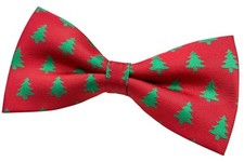 Christmas Tree Pattern Woven Pre-tied Bow Tie 5" Red