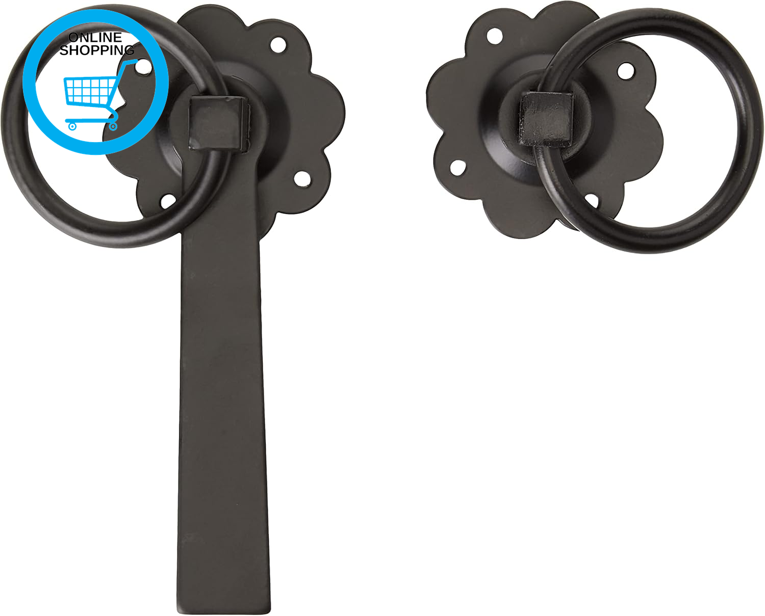 BH01807 Gate Door Latch Smooth Ring, 150Mm (6 Inch) -Black Japanned