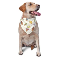 Ice Cream Summary Dog Bandanas Adorable Pet Triangle Bib Scarf Milky Yellow